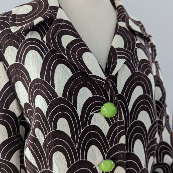 2000s-era dress coat, graphic print with bright lining - Picture 1 of 13